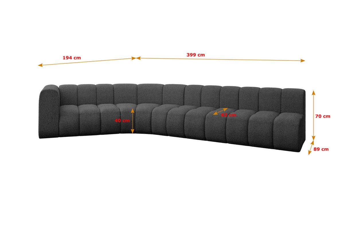 ECKSOFA modulares Sofa Karex-L2 - 399x194x70 cm Grau - Grau, Holzwerkstoff/Textil (399/194cm) - ALTDECOR