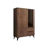 STANDVITRINE Xylix Bis 2D2SZ - Nussbaumfarben/Schwarz, Holzwerkstoff/Metall (104/150/40cm) - MIRJAN24