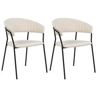 ESSZIMMERSTUHL 2er-Set Samtstoff Weiß Mariposa - Weiß, Textil/Metall (55/78/55cm) - Beliani