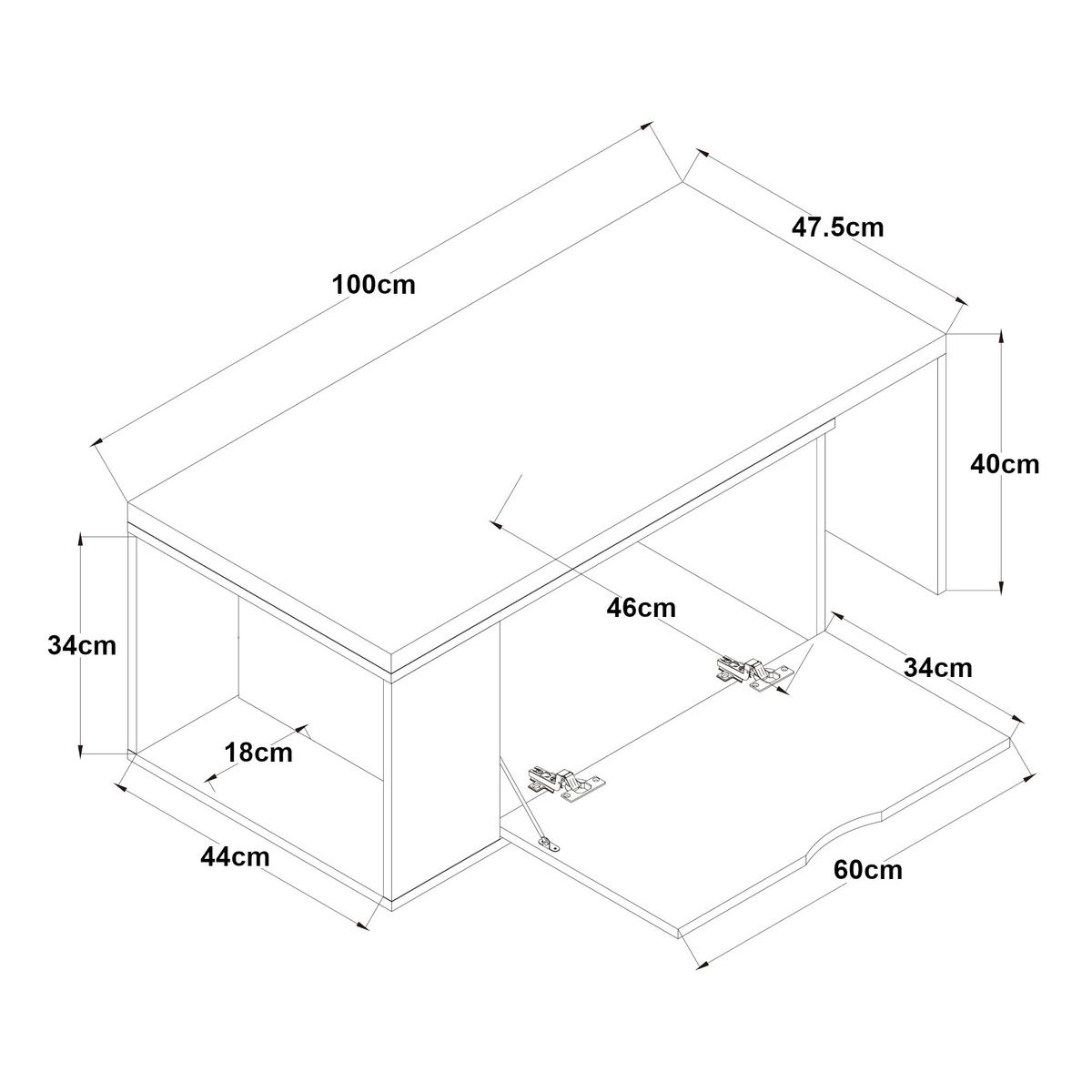 BEISTELLTISCH Österåker - Braun/Weiß, Holzwerkstoff (47.5/100/40cm) - [en.casa]