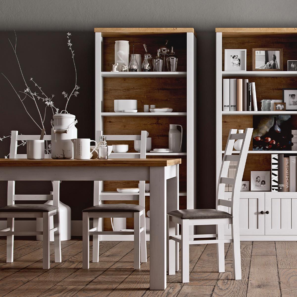 BÜCHERREGAL Léandre Weiß und Holz - Weiß, Holzwerkstoff (90.2/198.1/43.3cm) - Petits-meubles