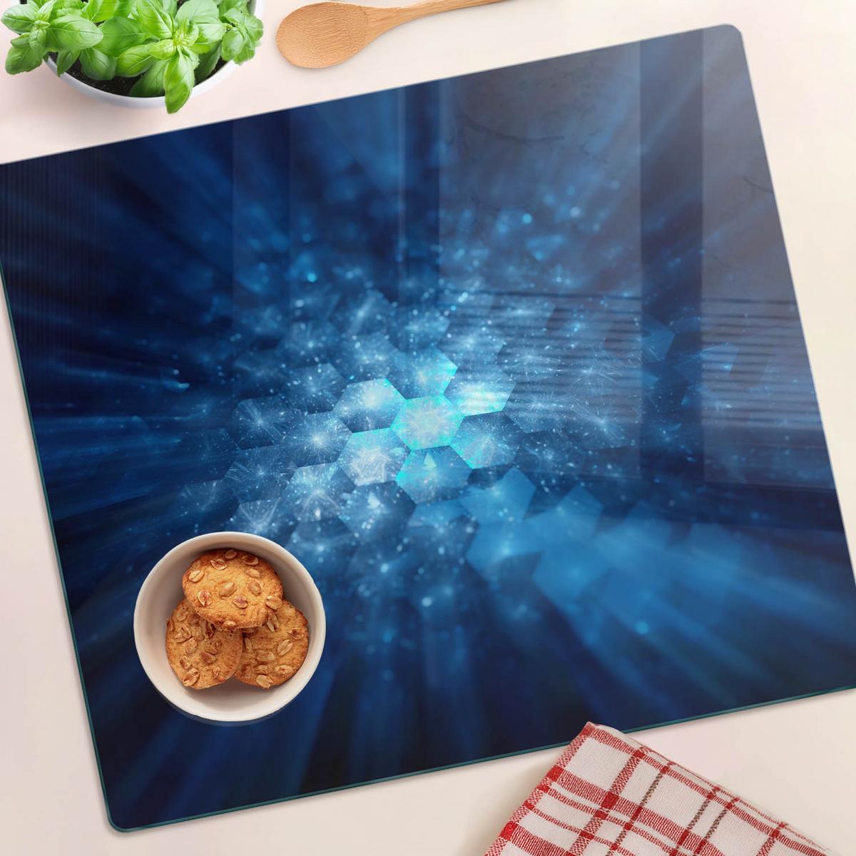 GLASPLATTE 60x52 cm Kristalle - Blau, Glas (60/0.4/52cm) - TULUP