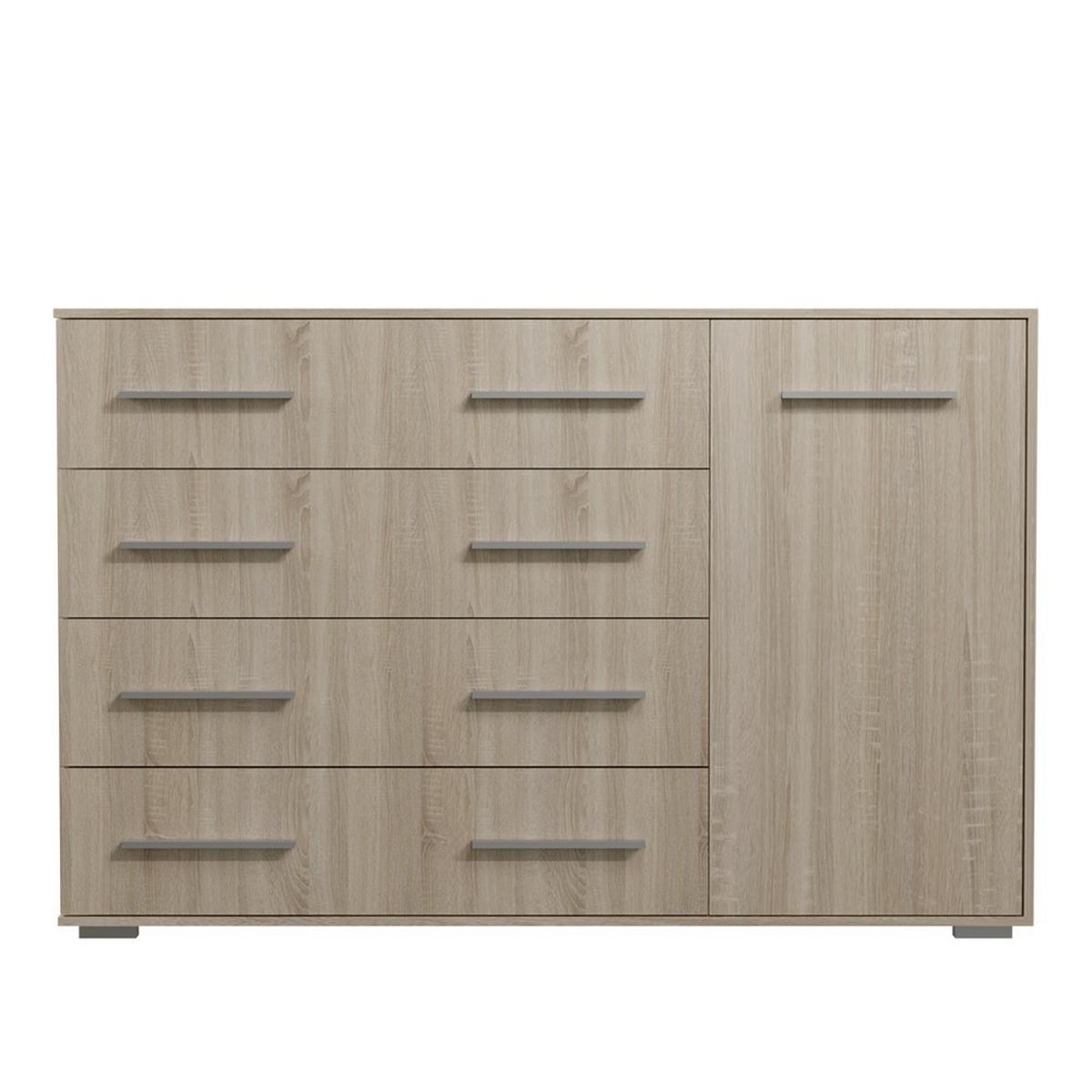 KOMMODE Frida 02 Sonoma/Sonoma 1D4S 135 cm - Alufarben/Sonoma Eiche, Holzwerkstoff/Kunststoff (135/95/45cm) - imoebel24