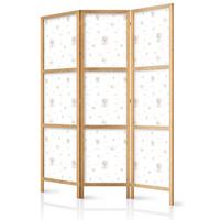 PARAVENT Japanischer 3-tlg 135x172 cm Luftballons Und Wolken - Weiß, Holz/Textil (135/172/3cm) - Muralo
