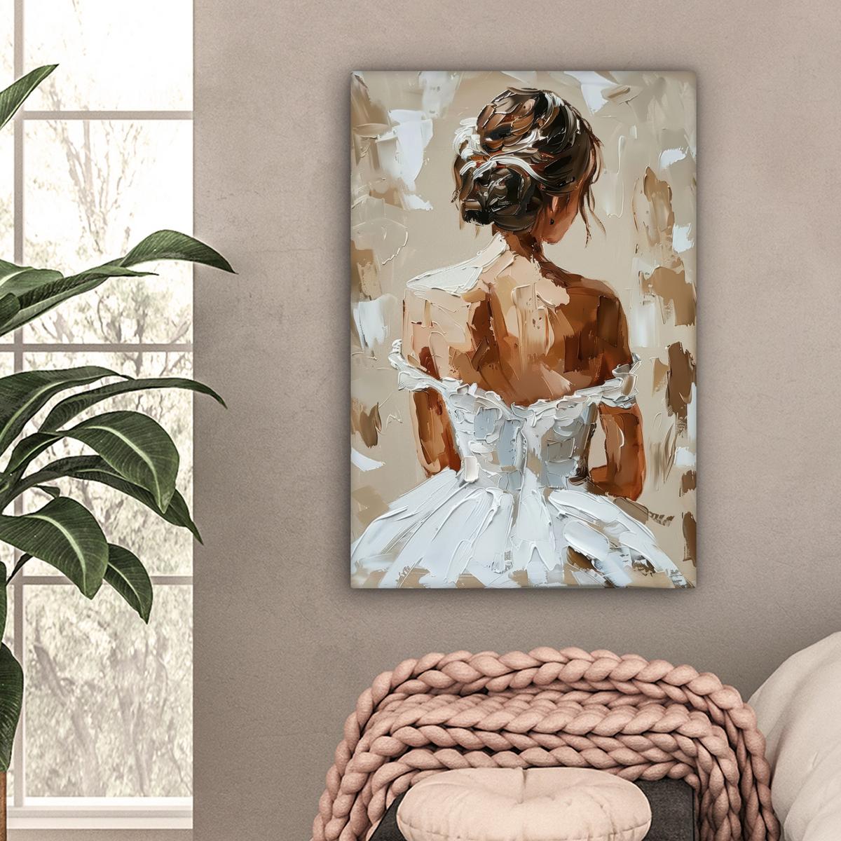 LEINWANDBILD Frau - Farbe - Abstrakt - Beige - Modern Wanddeko Schlafzimmer 60x90 cm - Sandfarben, Textil (60/90cm) - MuchoWow