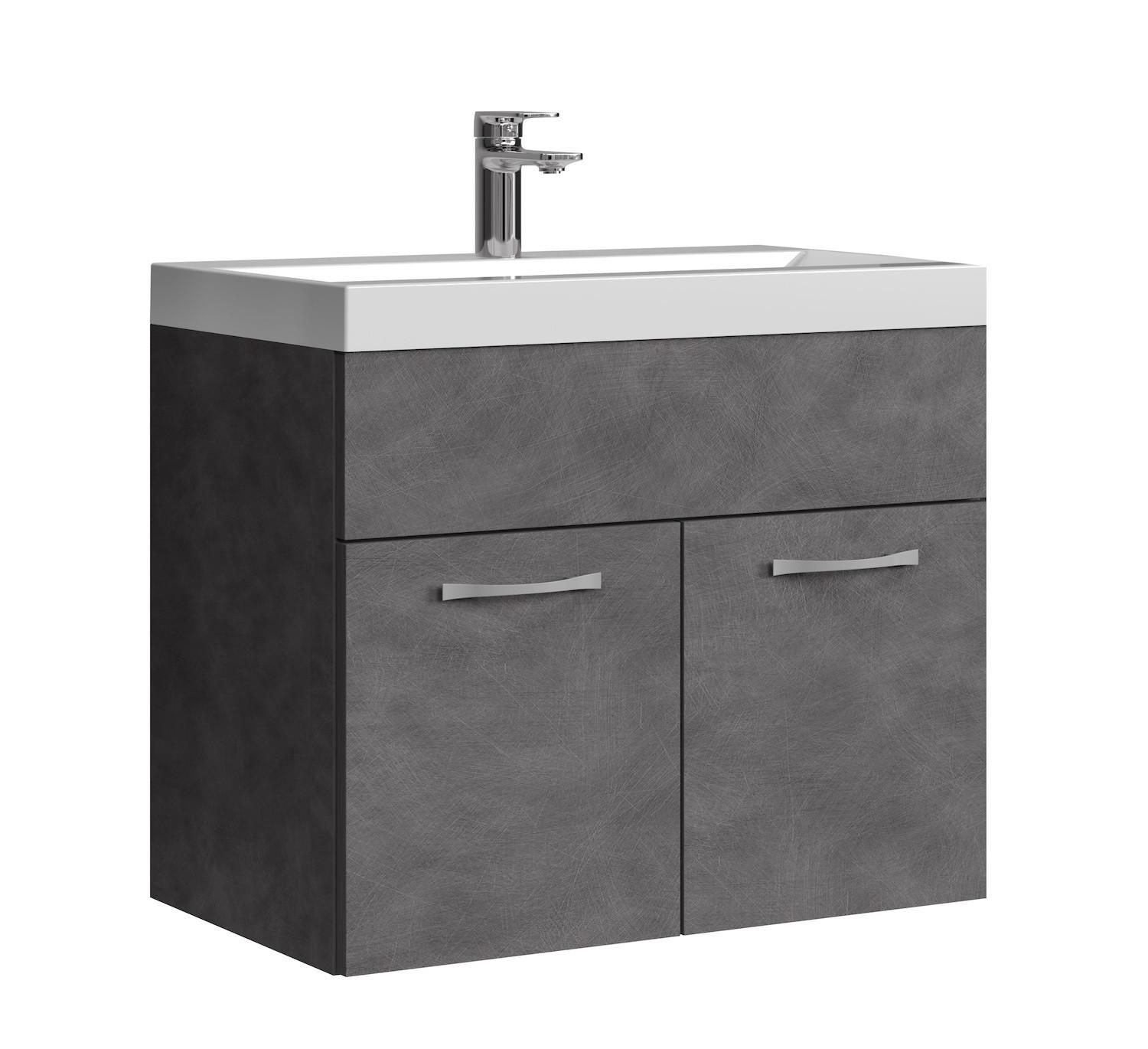 BADMÖBEL-SET Montreal 2 Teile Dunkel Grau - 60 x 35 x 51 cm - Grau, Holz (60/51/35cm) - Badplaats
