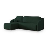 ECKSOFA MARELLO Grün Geflochtener Stoff mit Schlaffunktion - Grün, Holz (220/143cm) - MASSENO