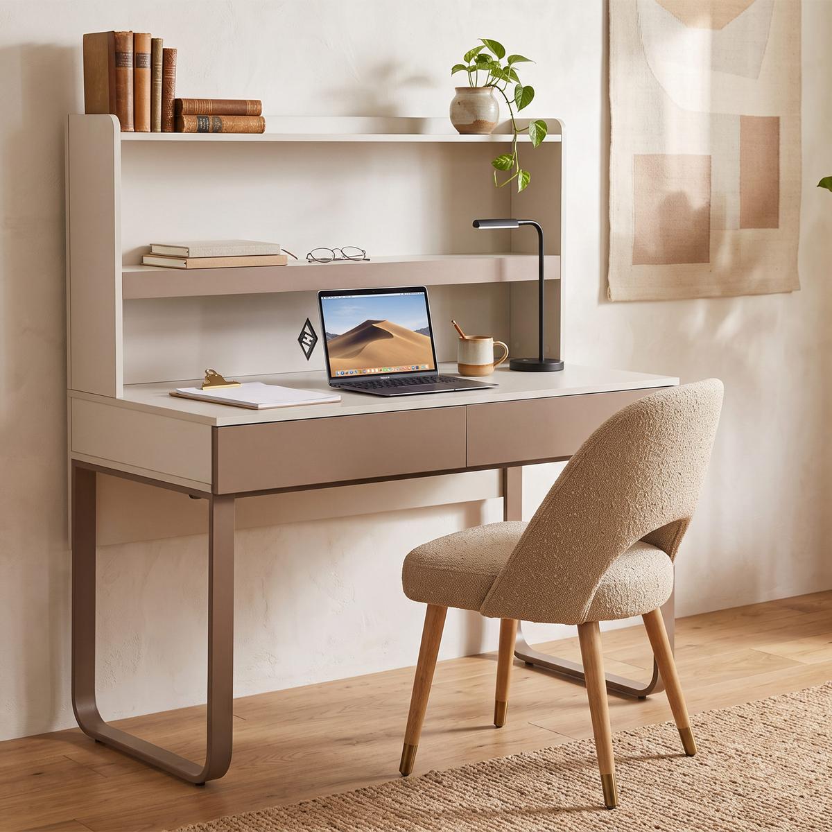 SCHREIBTISCH Boreo für Jugendzimmer, mit 2 Schubladen und Aufsatz mit Regalbode, 120 cm, Kaschmir/Hellbraun - Kaschmir/Hellbraun, Metall (62/120/135cm) - Beautysofa