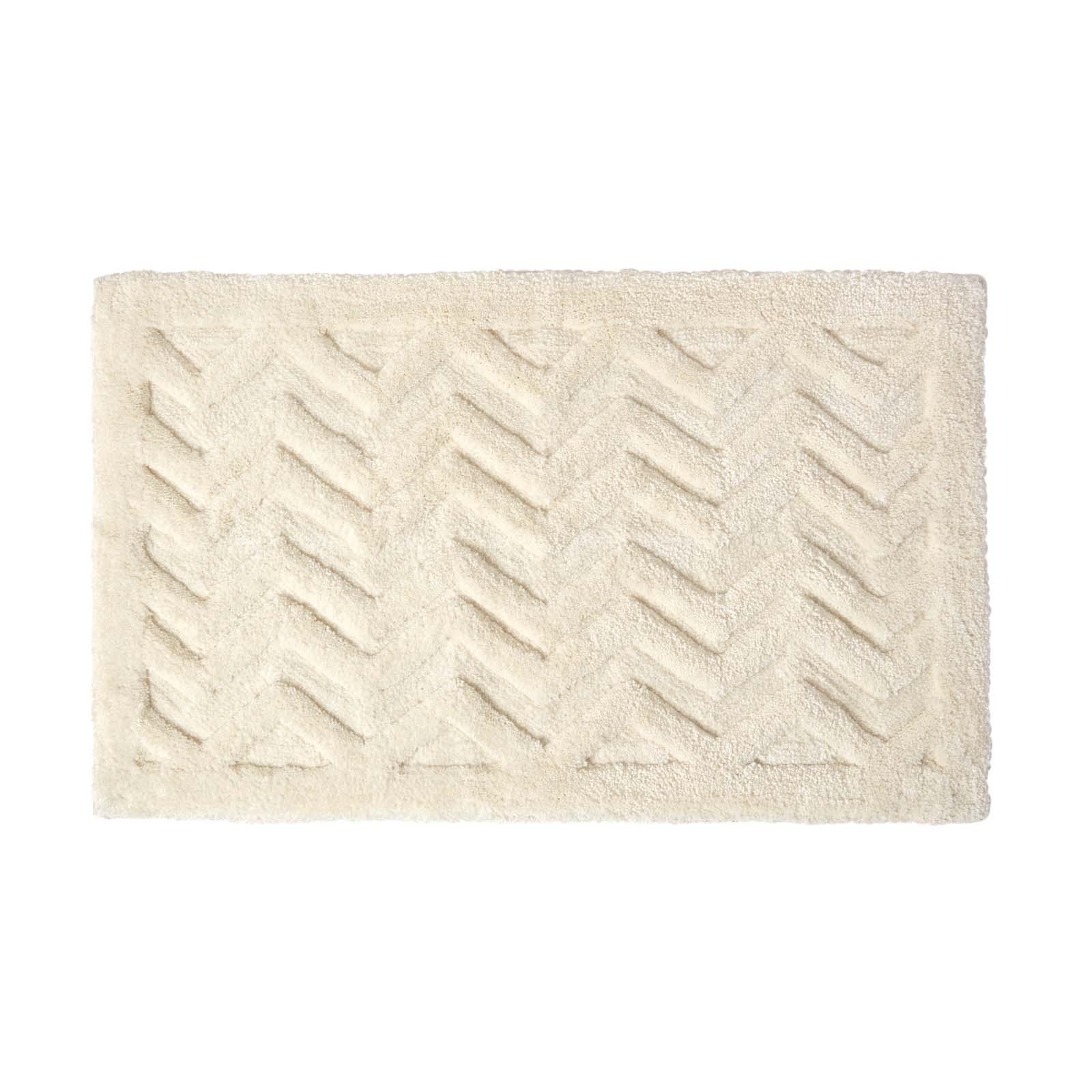BADEMATTE 50/80 cm Chevron, Hochflor - Weiß, Textil (50/80cm) - Homescapes