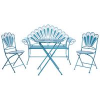BISTRO-SET mit Bank Metall Blau Pavia - Blau, Metall - Beliani