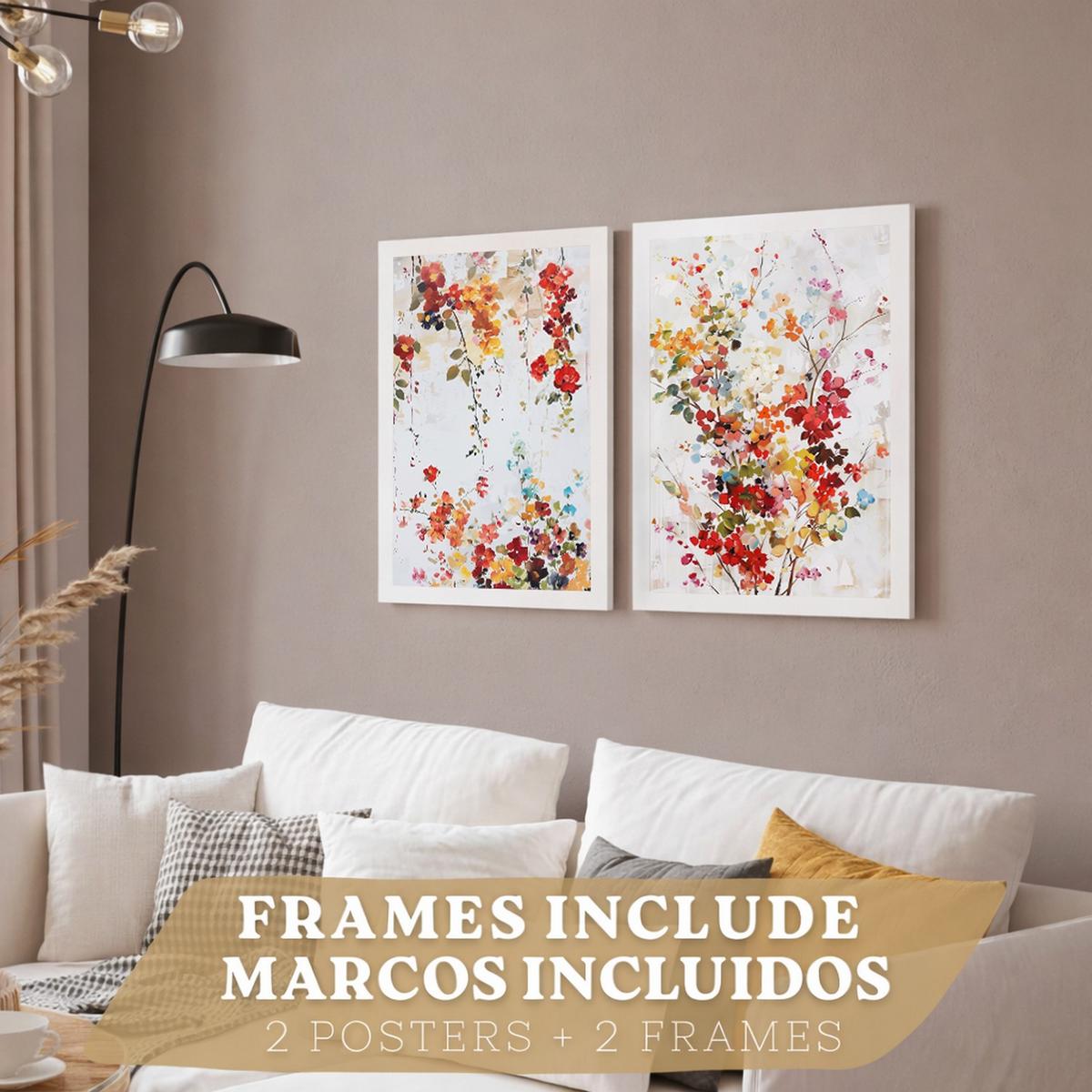POSTER 2er-Set Wandbilder Wildblumen modern Wohnzimmer Deko, Schlafzimmer, Küche, Badezimmer Weißer Rahmen A4 - Weiß, Papier (29.7/1/21cm) - Nacnic