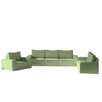 SOFASET Sande 3-2-1 Stoff Alpine - Hellgrün, Holzwerkstoff/Textil (292/85/90cm) - Fun Möbel