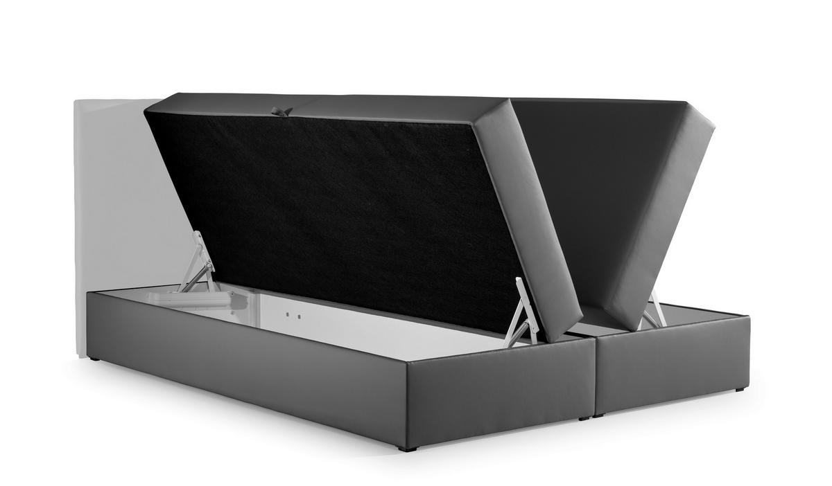 BOXBETT Ambusio 160/200 cm in Hellgrau – mit Bettkasten + TOPPER - Hellgrau/Schwarz, Holz/Holzwerkstoff (160/200cm) - AX Living