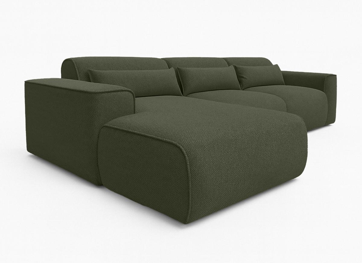 ECKSOFA L Form Ruyam Grün 310/165/78 cm – Schlaffunktion Links - Schwarz/Grün, Kunststoff/Textil (170/310cm) - AX Living