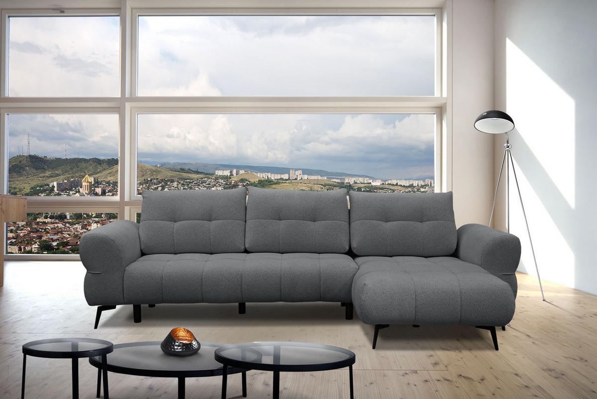 ECKSOFA SALVINI 4-Sitzer, graphitfarben - Graphitfarben/Schwarz, Holzwerkstoff/Textil (292/158cm) - Wozimo