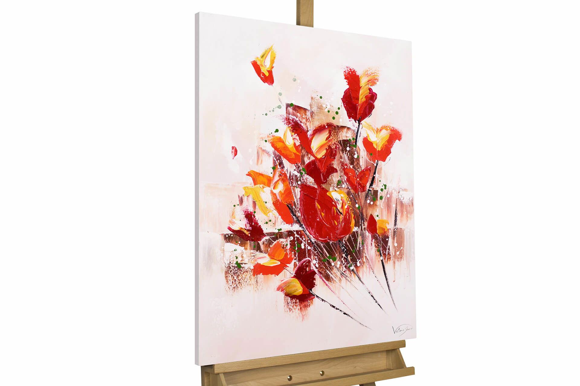 ACRYLBILD HANDGEMALT 60/80 cm - Rot, Holz/Textil (60/80cm) - KUNSTLOFT