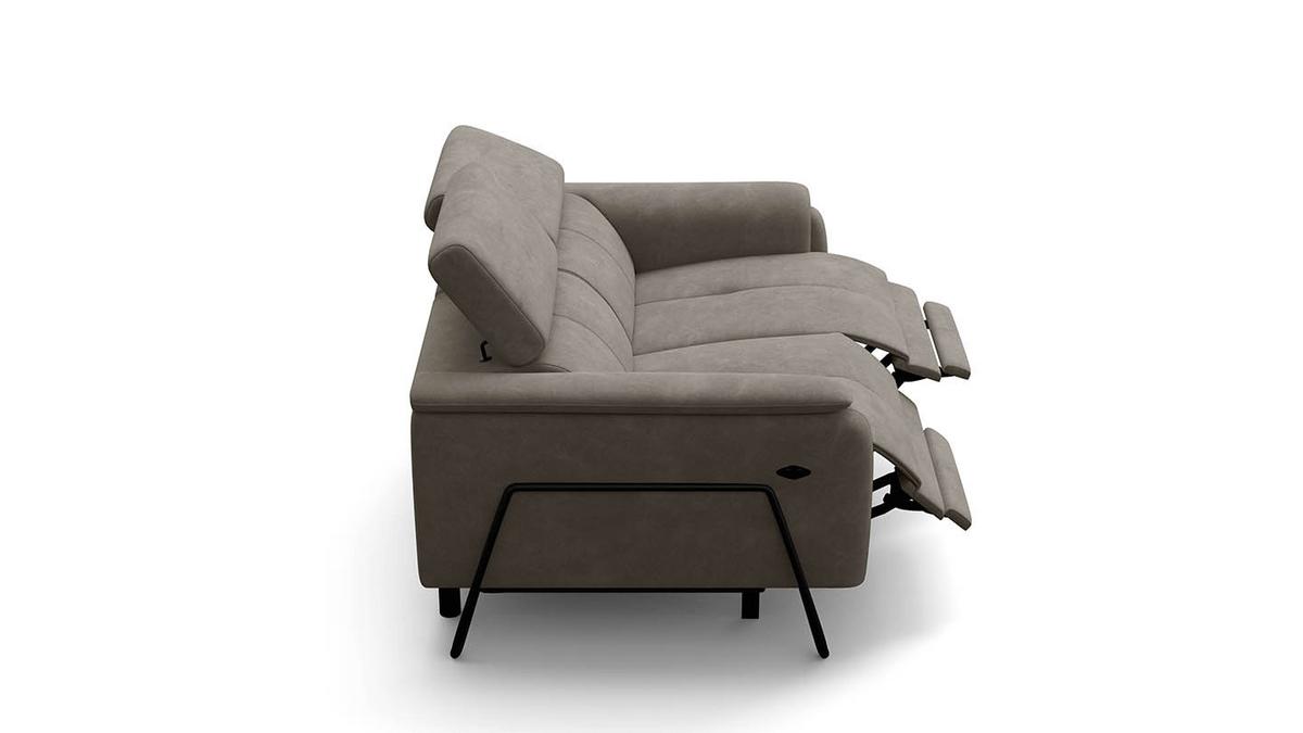 RELAXSOFA RODEN 2-Sitzer mit 2 Relax, beige, Veloursstoff - Beige, Holz/Textil (148/82/103cm) - Wozimo
