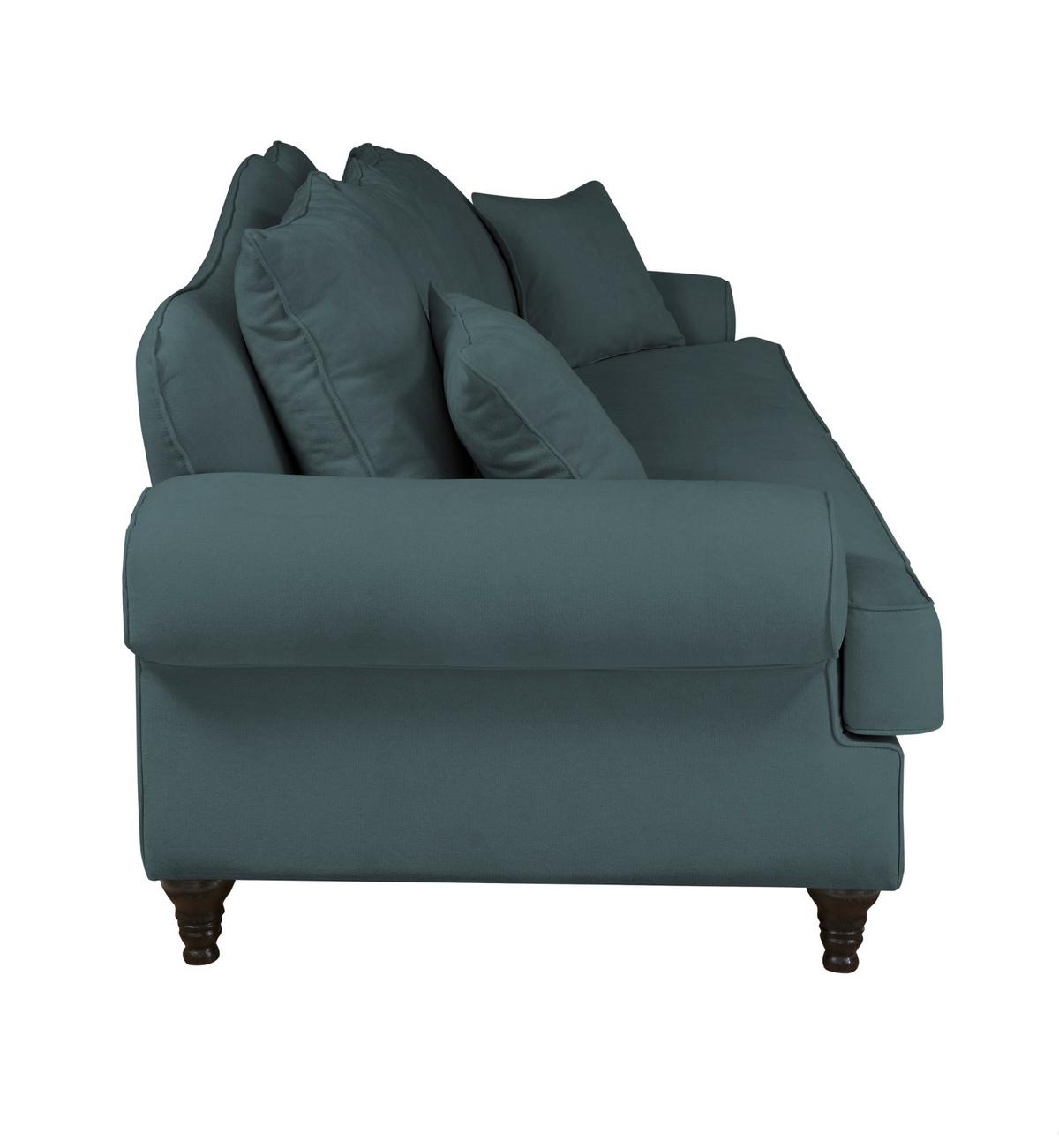 SOFA blaugrün Landhaus, Couch 3,5-Sitzer 230 cm - Dunkelgrün, Holz/Textil (230/95/100cm) - Furn.Design