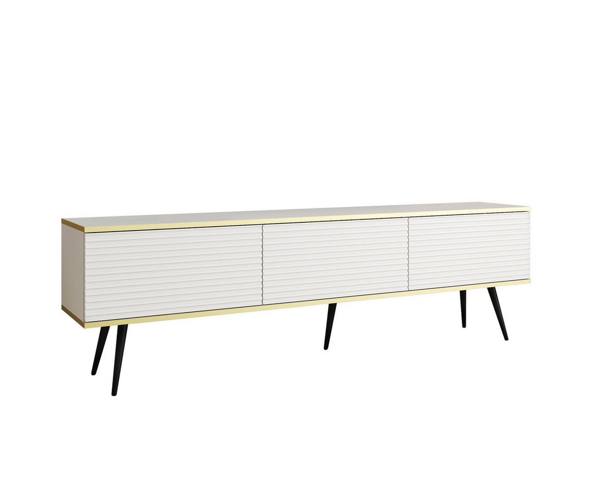 TV-SCHRANK Oris Weiß matt mit goldenen Beinen Glamour Style 175 cm - Goldfarben/Weiß, Holzwerkstoff/Metall (175/53/32cm) - Meble Lindner