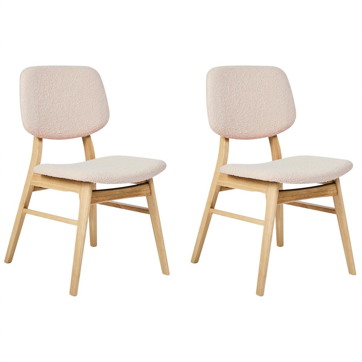 ESSZIMMERSTUHL 2er-Set Bouclé Hellbraun/Beige Elaine - Beige, Textil (48/81/54cm) - Beliani