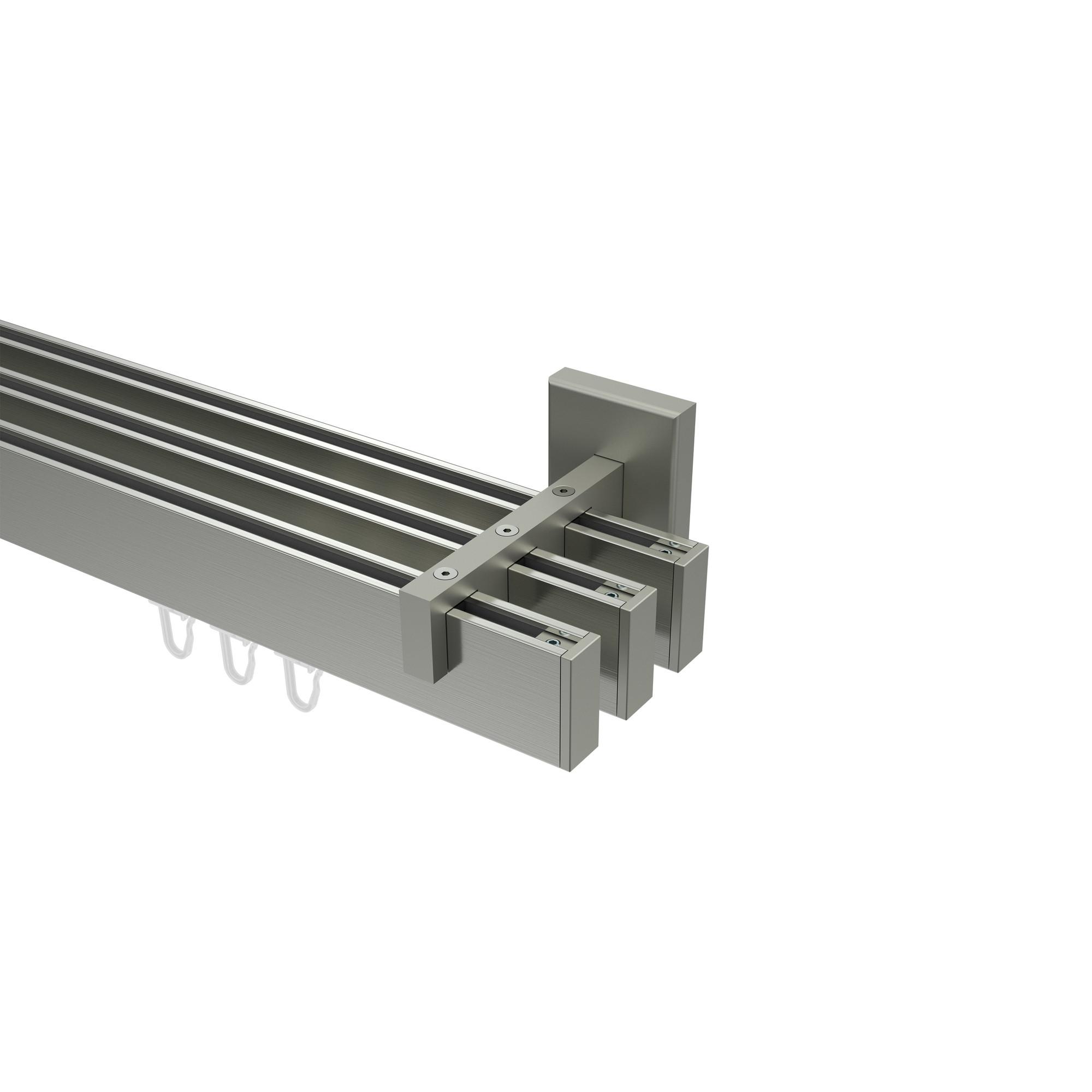 GARDINENSTANGE INNENLAUF Smartline Paxo 200 cm, 3-läufig, 14x35 mm Edelstahl-Optik - Edelstahlfarben, Metall (200cm) - INTERDECO
