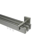 GARDINENSTANGE INNENLAUF Smartline Paxo 200 cm, 3-läufig, 14x35 mm Edelstahl-Optik - Edelstahlfarben, Metall (200cm) - INTERDECO
