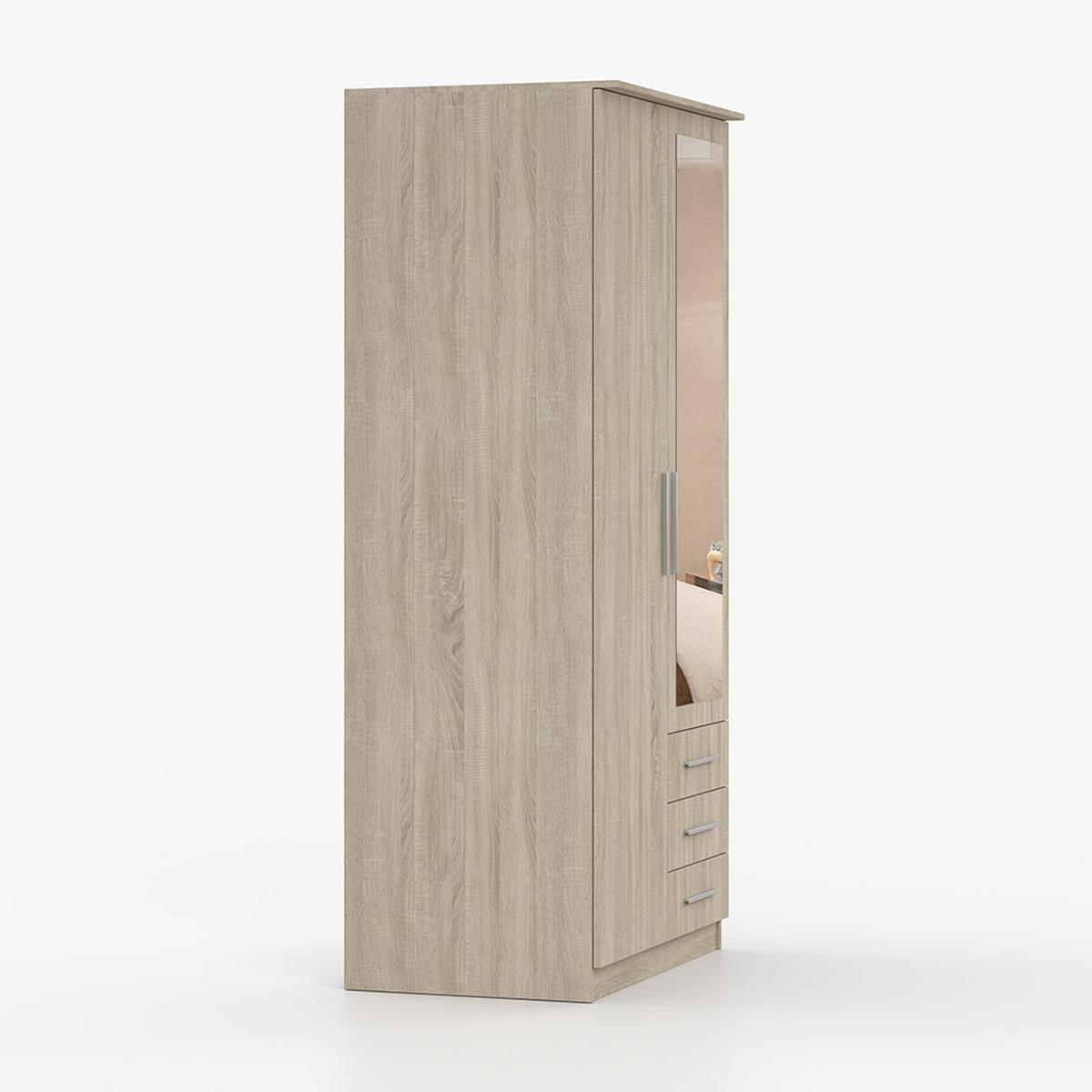 DREHTÜRENSCHRANK 100/207/57/61 cm Szantal 2D Sonoma/Sonoma - Alufarben/Sonoma Eiche, Glas/Holzwerkstoff (100/210/59cm) - imoebel24