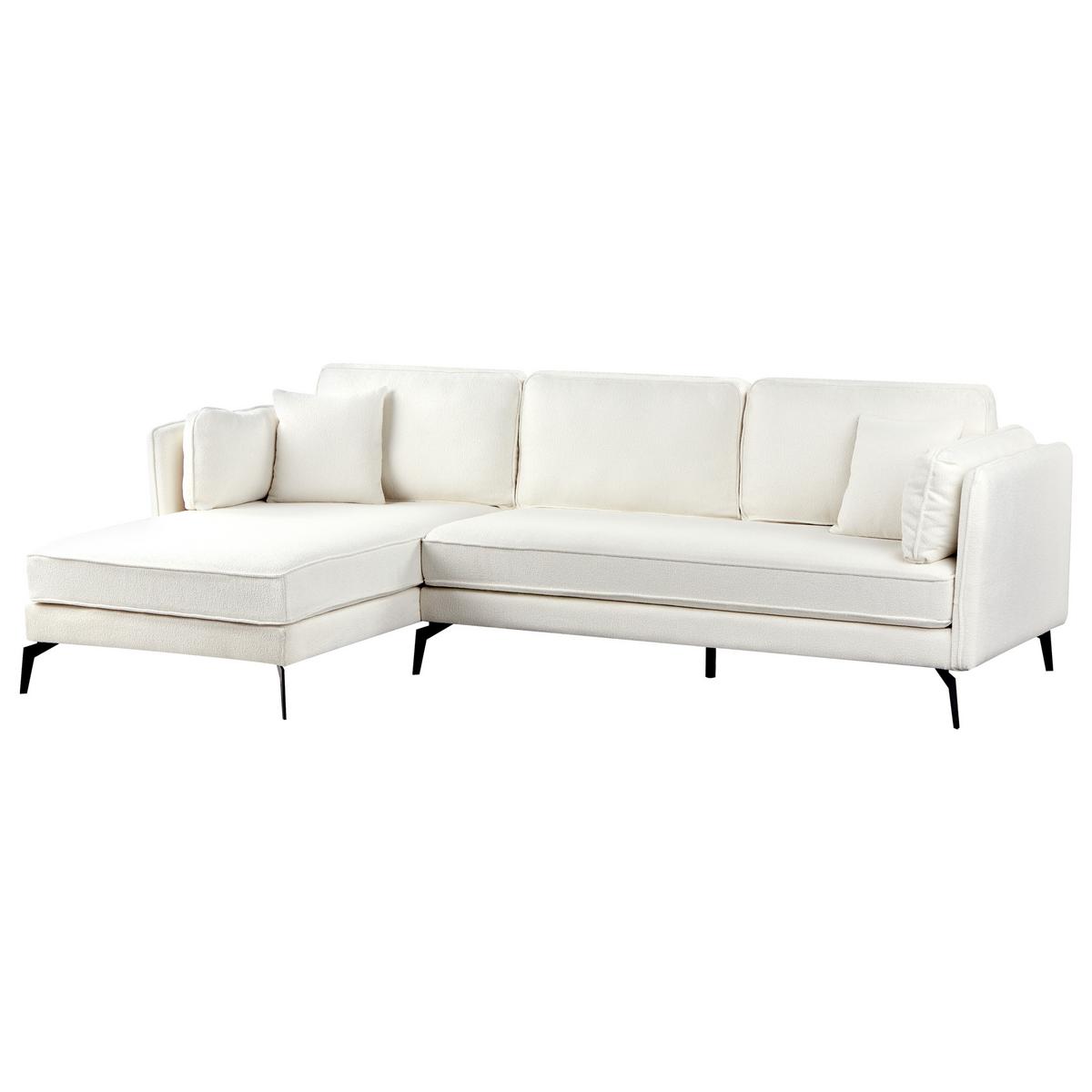ECKSOFA 3-Sitzer Bouclé Cremeweiß rechtsseitig Altan - Creme, Textil (268/157cm) - Beliani