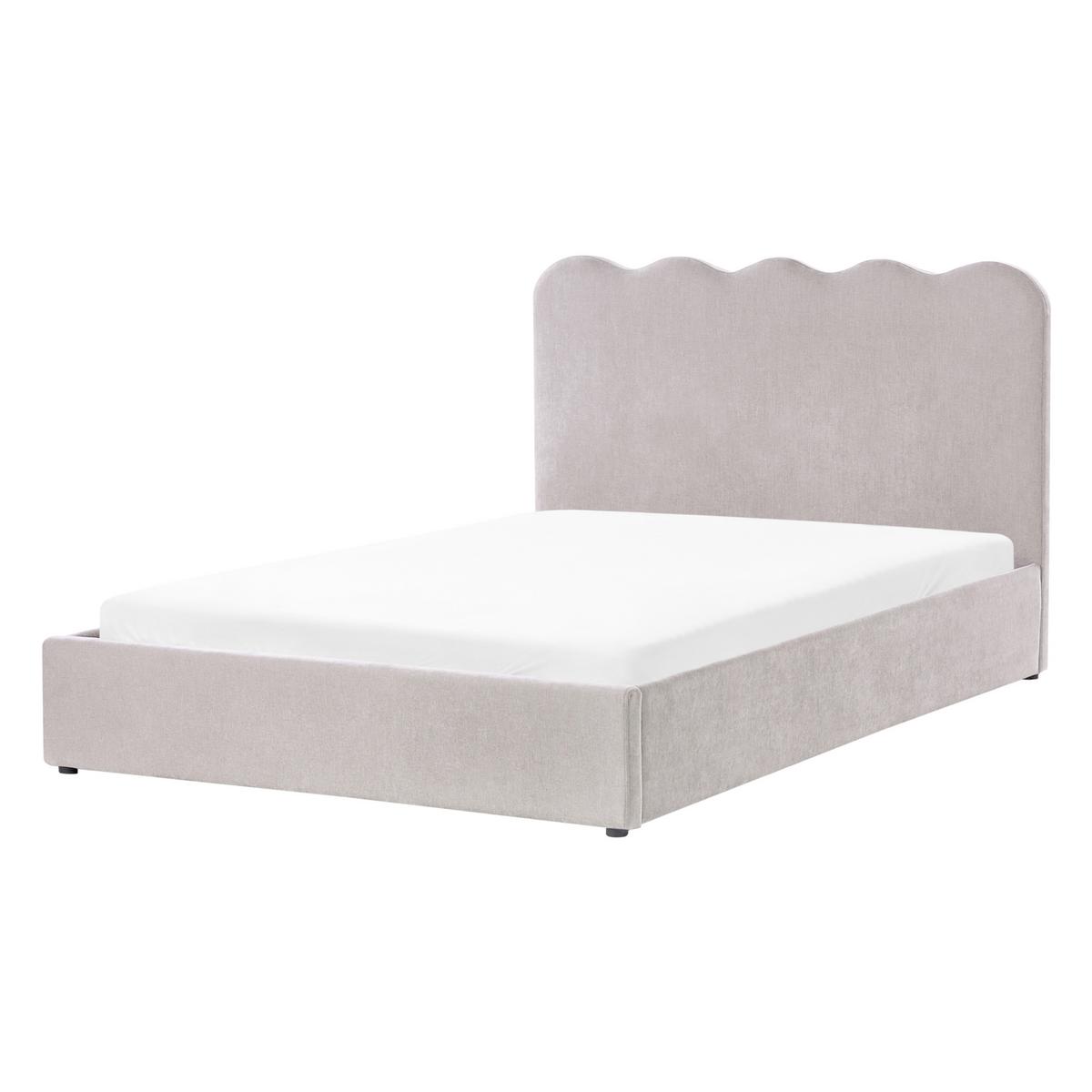BETT mit Stauraum 140/200 cm Chenillegewebe Taupe Nanterre - Taupe, Textil (140/200cm) - Beliani