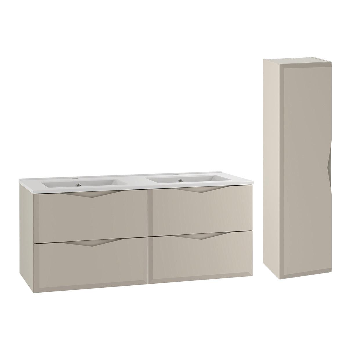 BADMÖBEL 120cm Ellie 2er-Set Kaschmir - Kaschmir, Holzwerkstoff (120/50/45.8cm) - Petits-meubles
