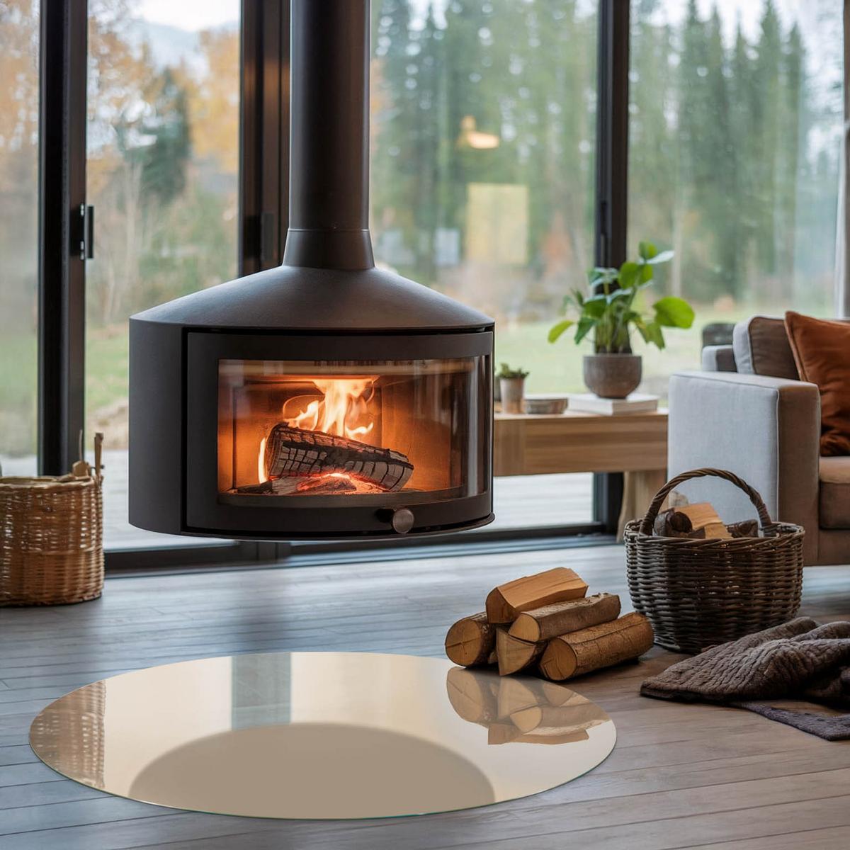 GLASPLATTE für Kamin Ø 100 cm - Gelb, Glas (100/100/0.4cm) - TULUP