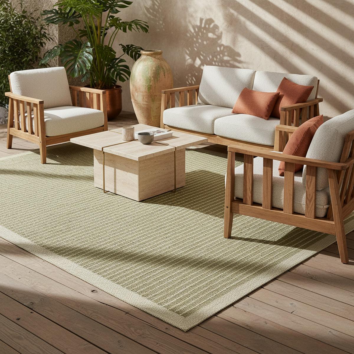 TEPPICH Outdoor DAFNE in Grün, einfarbig, 120 x 170 cm - Grün, Textil (170/120cm) - KADIMA DESIGN