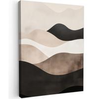 LEINWANDBILD Abstrakt - Landschaft - Wellen - Cremefarben Wandbild Wohnzimmer 60x80 cm - Cappuccino, Textil (60/80cm) - MuchoWow