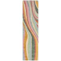 WOLLTEPPICH DERWENT, abstrakt, Grün-Bunt, 60 x 230 cm - Multicolor, Textil (230/60cm) - KADIMA DESIGN