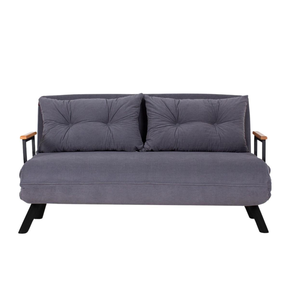 SCHLAFSOFA für 2 Personen mit Stoffbezug und Metallfüßen 133/50/41 cm - Grau, Metall (50/41/121cm) - Calicosy
