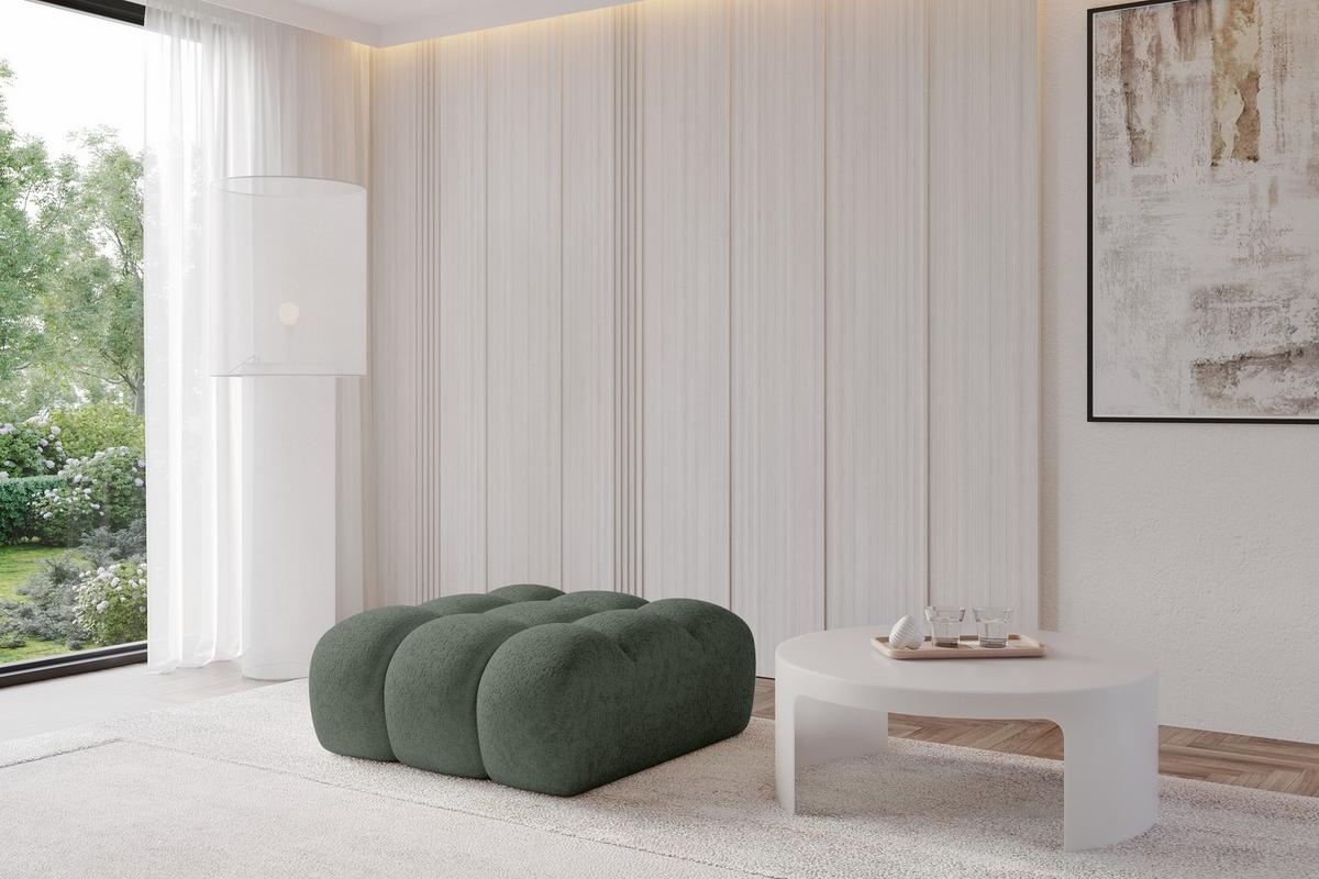 POUF OLEA-PUF 91x87x44 cm Grün Velours Modular Sitzhocker - Schwarz/Grün, Holzwerkstoff/Kunststoff (91/44/87cm) - ALTDECOR