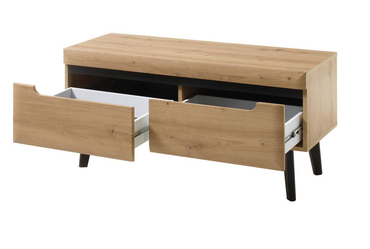 WOHNWAND 4-teilig Eiche Artisan, schwarz 344 cm, Schrankwand skandinavisch - Schwarz/Eiche Artisan, Glas/Holz (344/170/40cm) - Furn.Design