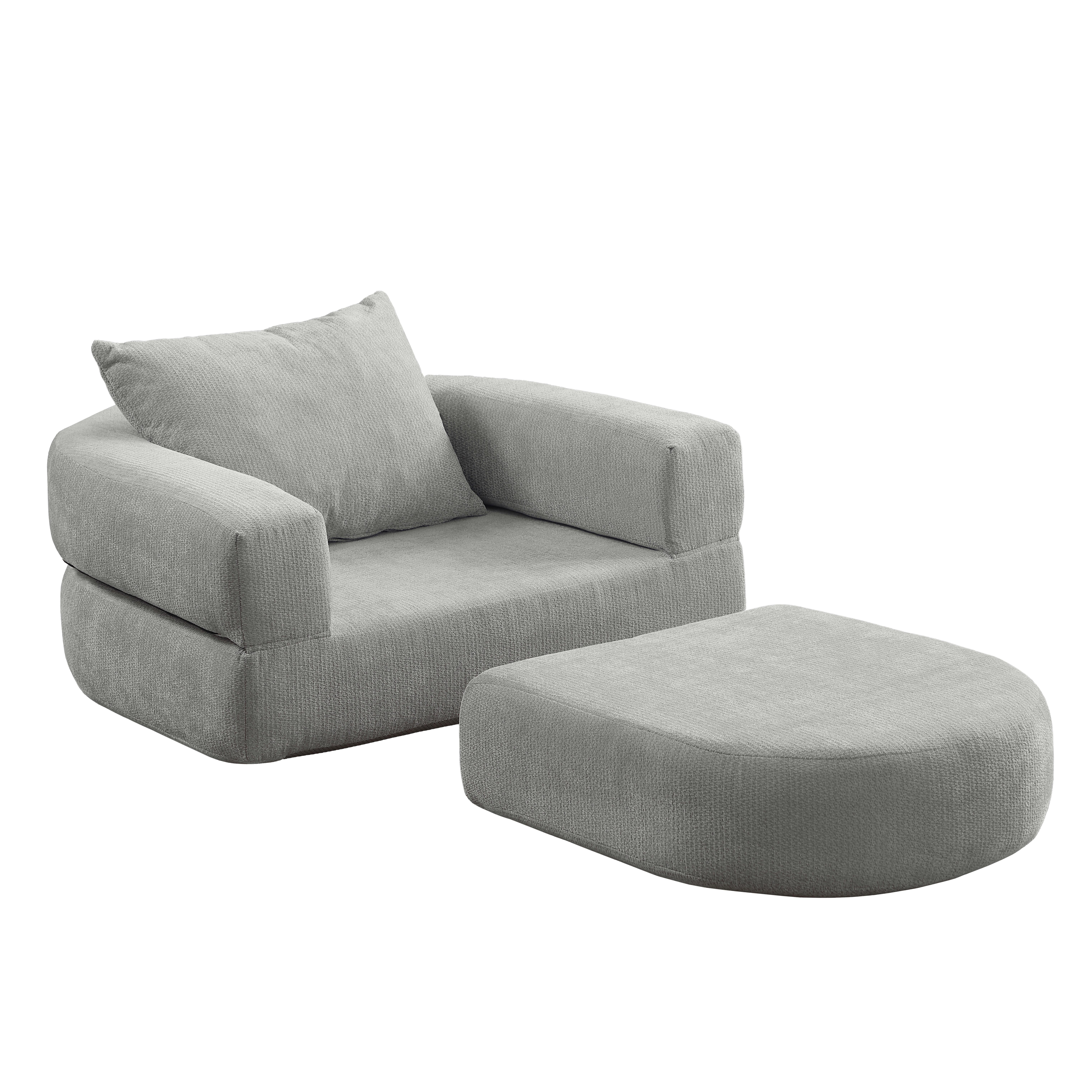 SCHLAFSESSEL in Chenille-Optik - Grau, Textil (101/41/90cm) - Urban Meuble