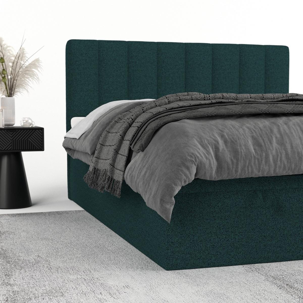BOXBETT Lume 160/200 cm Grün im Riva Stoff - Schwarz/Grün, Holz/Holzwerkstoff (160/200cm) - AltaBeds