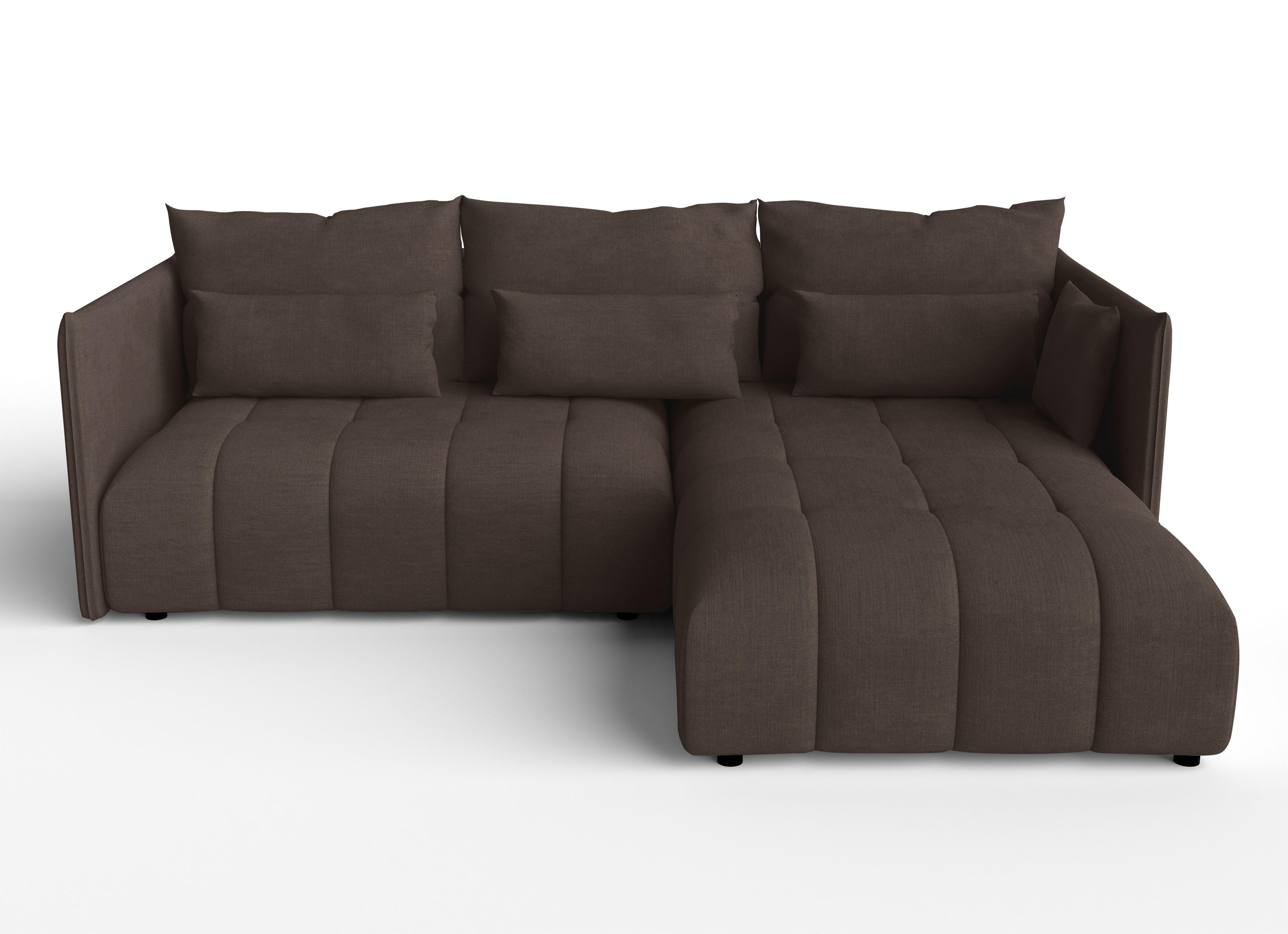 ECKSOFA L Form Cosmova Braun 248/180/83 cm mit Schlaffunktion - Schwarz/Braun, Kunststoff/Textil (248/180cm) - AX Living