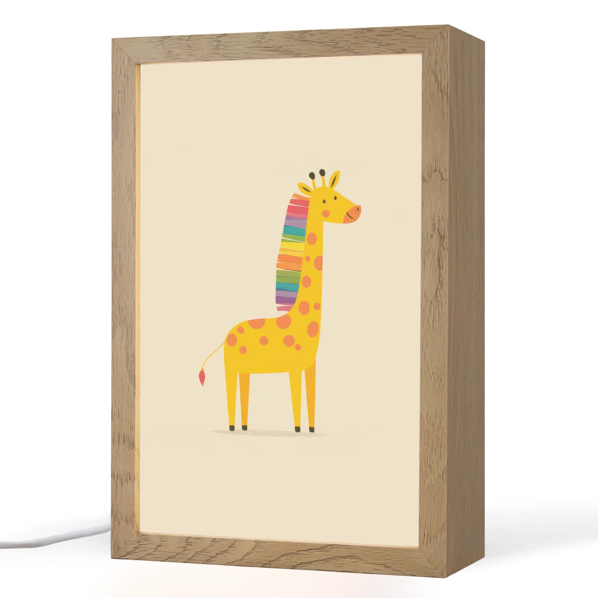 NACHTTISCHLAMPE Giraffe - Regenbogenmähne - Beige 20x30 cm - Beige, Holzwerkstoff (8/20/30cm) - OnlyWow