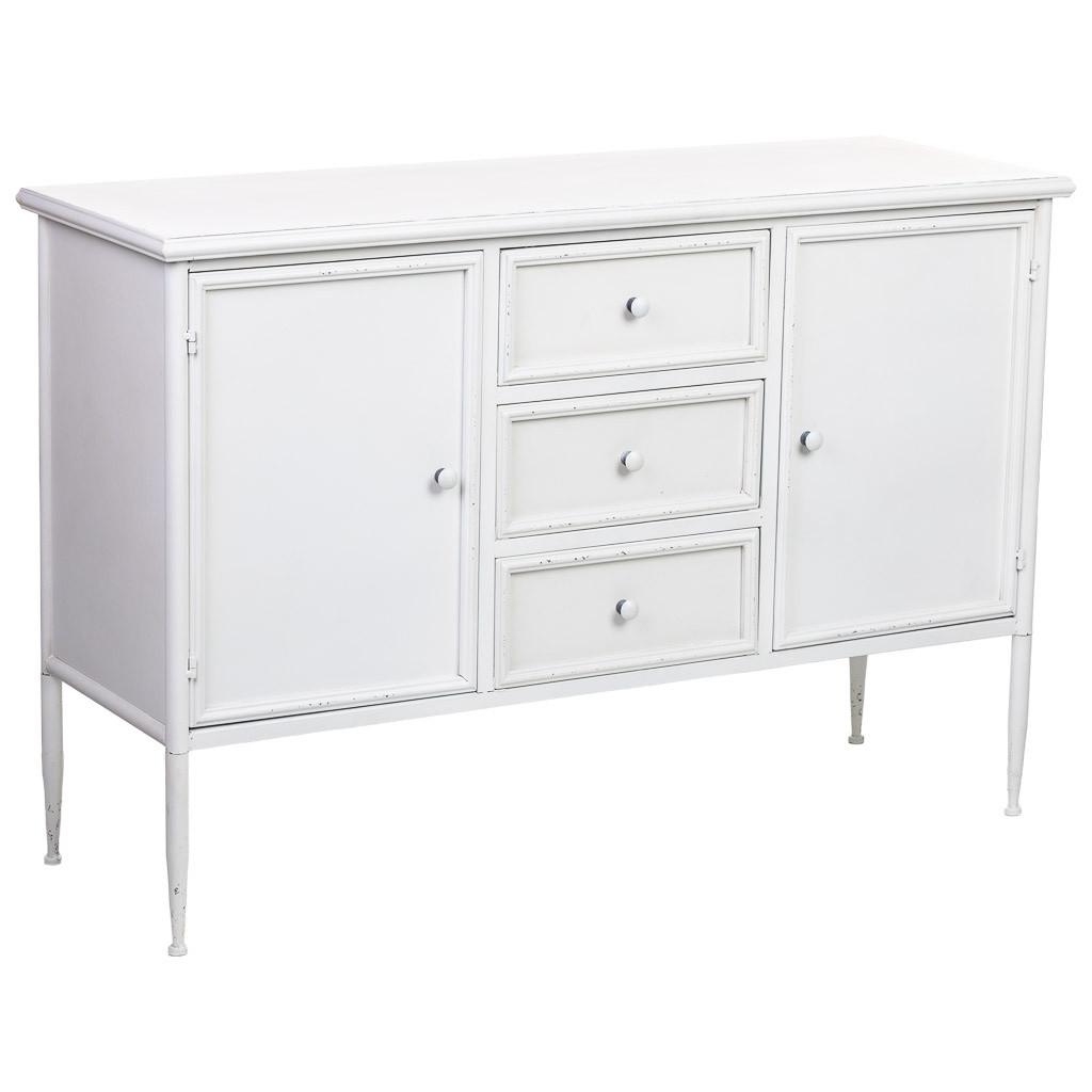SCHRANK mit 2 Türen und 3 Metall-Schubladen 120x41x80 cm - Weiß, Metall (120/80/41cm) - Wanderlust