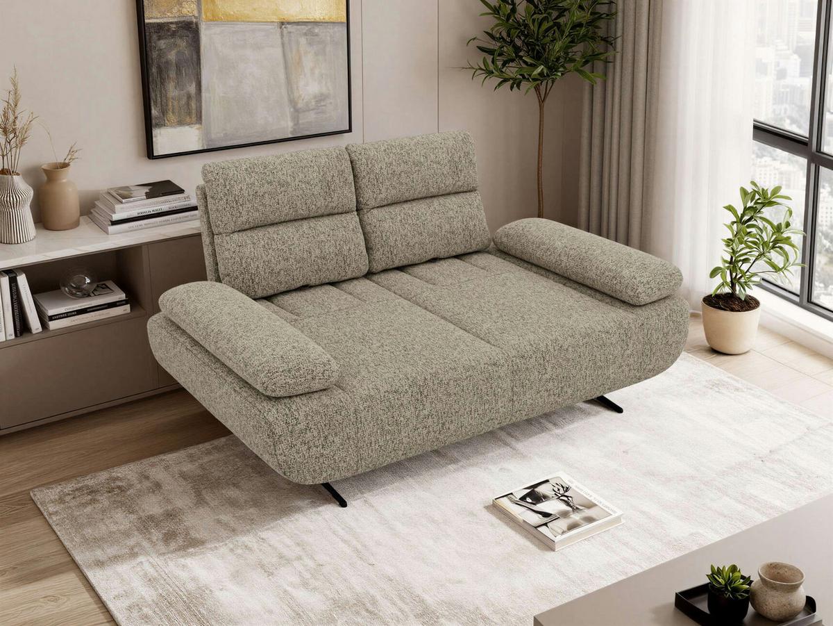 2-SITZER SOFA SORAE - Taupe Stukture - Taupe/Schwarz, Textil/Metall (182/94/107cm) - MKS