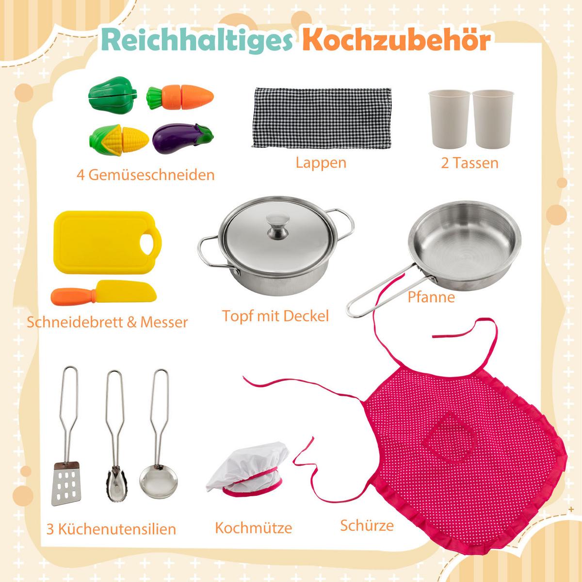SPIELKÜCHENSET Grau - Grau, Holzwerkstoff (102/85/51cm) - COSTWAY