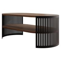 COUCHTISCH Fikoli Oval I - Nussbaumfarben/Schwarz, Holzwerkstoff/Metall (100/50/40cm) - MIRJAN24