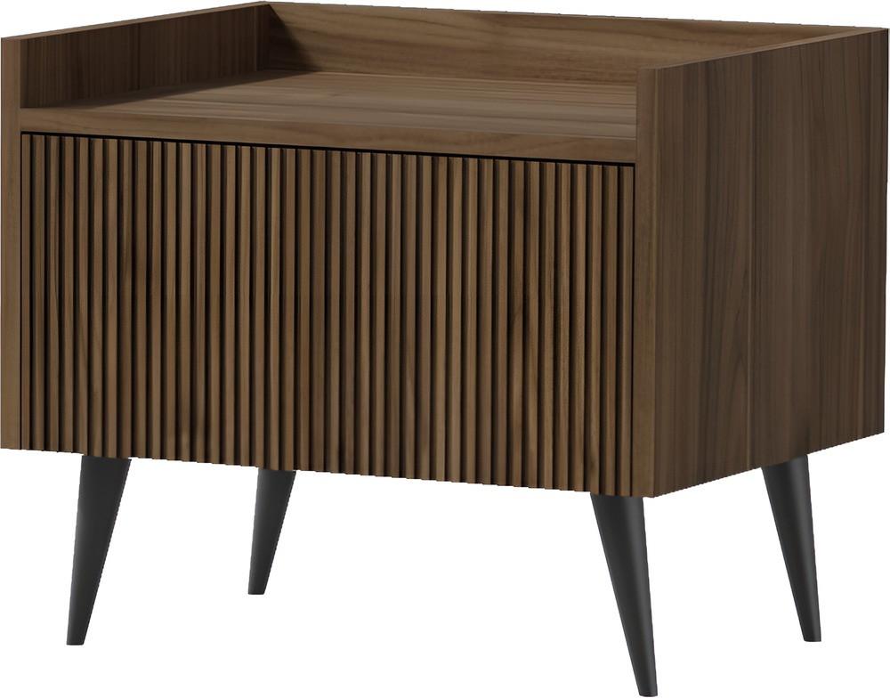 NACHTTISCH Arysa in Braun Walnuss Holzoptik 52/45/41 cm - Walnussfarben/Schwarz, Holzwerkstoff/Metall (52/45/41cm) - WFL GROUP