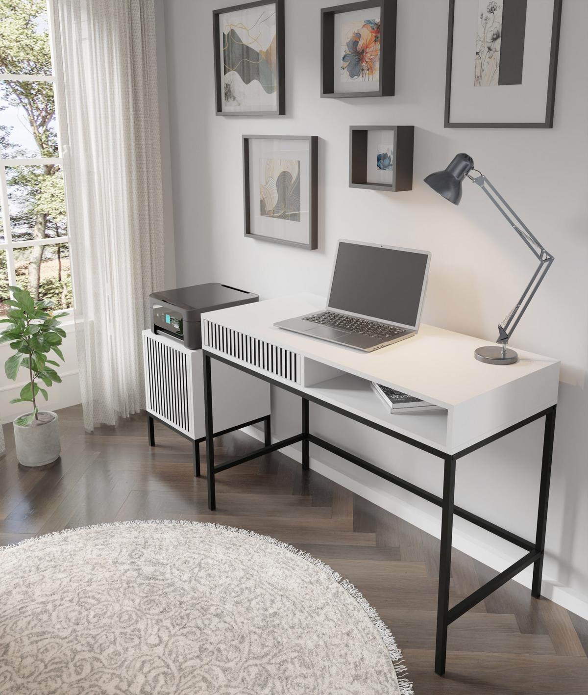 SCHMINKTISCH Weiß, Weiß-Schwarz, Schwarz 112/78/50 - Schwarz/Weiß, Holzwerkstoff (112/78/50cm) - RAUMHIRSCH FURNITURE