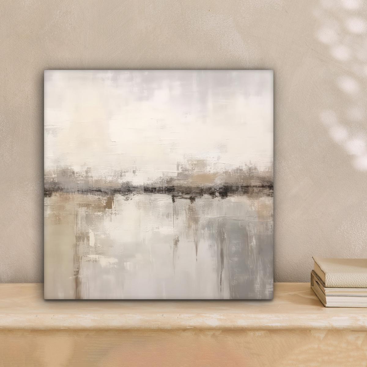LEINWANDBILD Moderne Kunst - Abstrakt - Beige Deko Wohnzimmer 20x20 cm - Beige, Textil (20/20cm) - MuchoWow