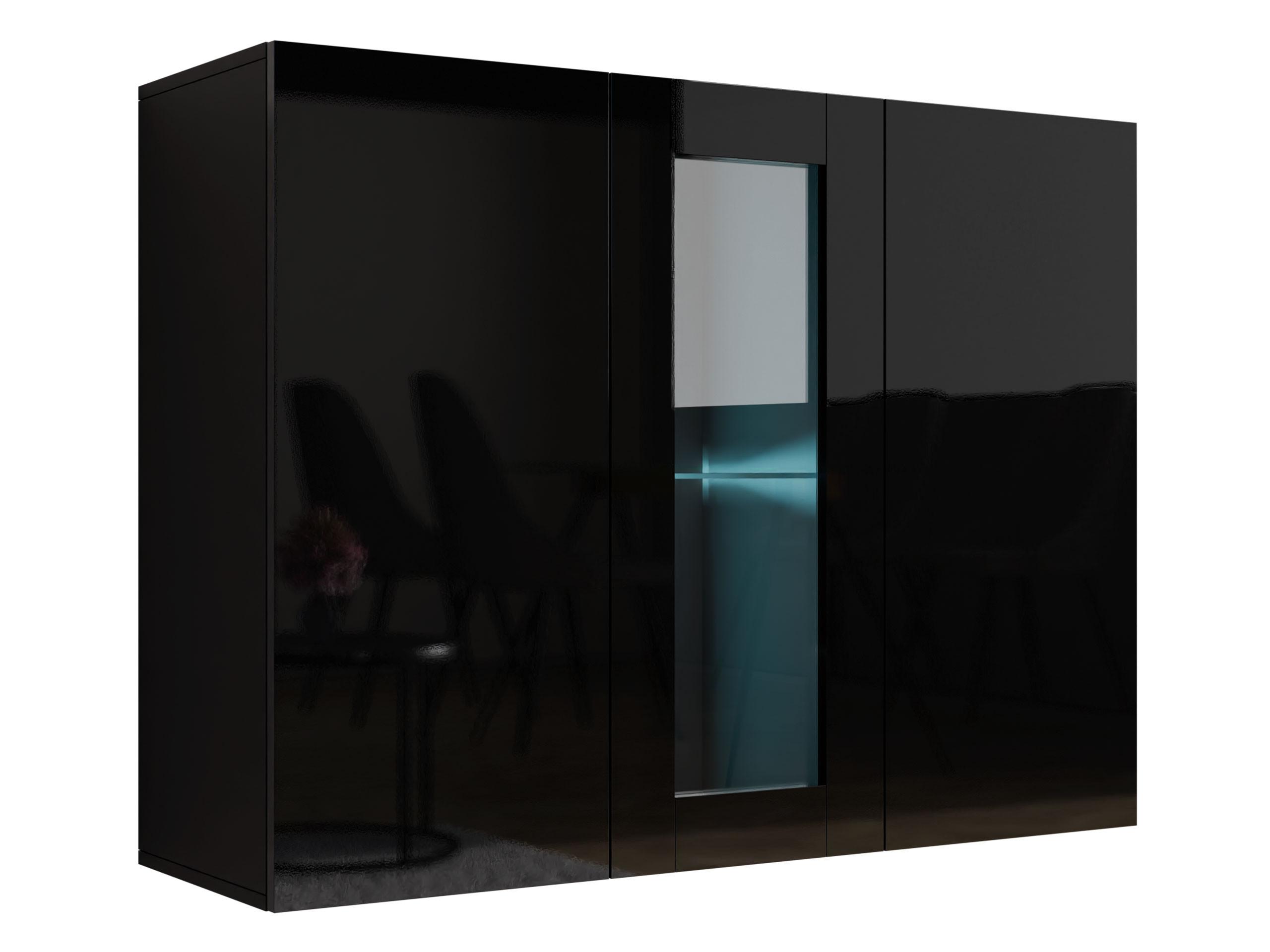 KOMMODE Vigo mit weißer LED Beleuchtung - Schwarz Hochglanz/Schwarz, Holzwerkstoff (120/90/38cm) - MIRJAN24
