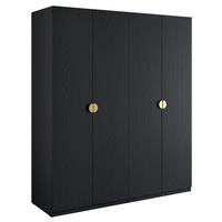 KLEIDERSCHRANK Brunelli 4T Schwarz 179,5/209/58,5 cm – mit 2 Kleiderstangen - Schwarz, Holzwerkstoff (179.5/209/58.5cm) - AX Living